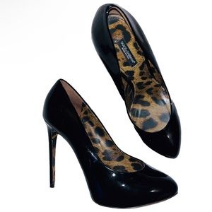 DOLCE & GABBANA patent leather platform heels stiletto pump in black 38.5 or 8.5